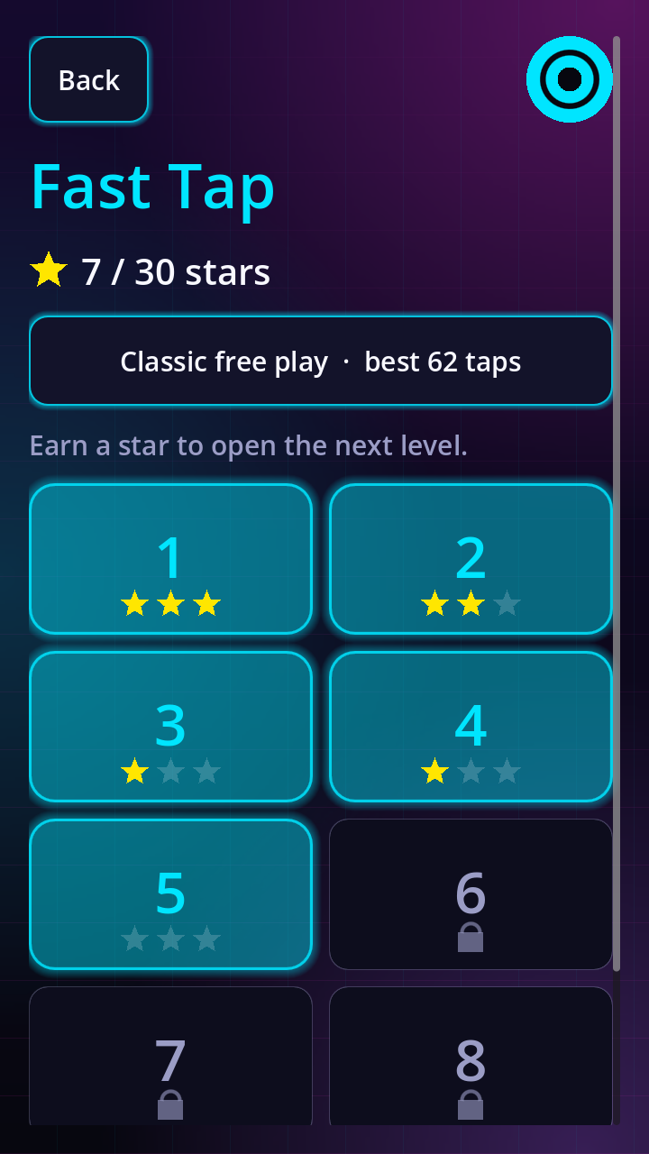Level map with stars and locked levels